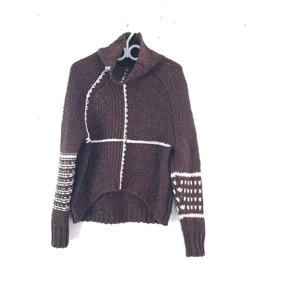 BDG Urban Outfitters cable knit brown sweater oversize cropped women's XS chunky - Picture 1 of 11